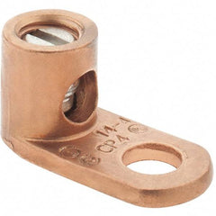 Made in USA - 14-4 AWG Noninsulated Crimp Connection Square Ring Terminal - 1/4" Stud, 1-3/32" OAL x 17/32" Wide, Copper Alloy Contact - Americas Industrial Supply