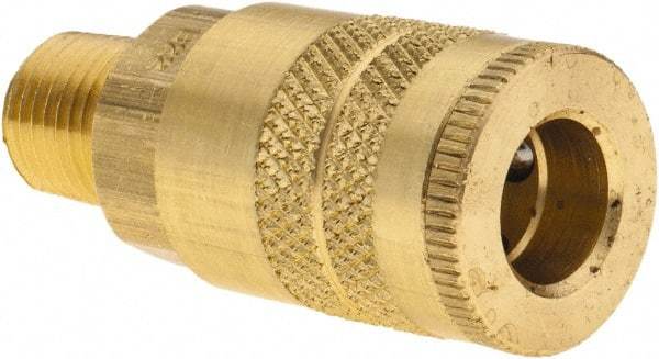 Parker - 1/4-18 Male NPT Industrial Pneumatic Hose Coupler - Brass, 1/4" Body Diam - Americas Industrial Supply