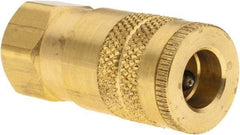 Parker - 3/8-18 Female NPTF Industrial Pneumatic Hose Coupler - Brass, 1/4" Body Diam - Americas Industrial Supply