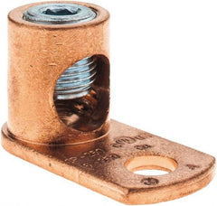 Made in USA - 6 AWG Noninsulated Crimp Connection Square Ring Terminal - 3/8" Stud, 1-31/32" OAL x 15/16" Wide, Copper Alloy Contact - Americas Industrial Supply