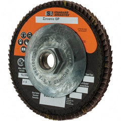 Camel Grinding Wheels - 40 Grit, 4-1/2" Disc Diam, 5/8-11 Center Hole, Type 29 Zirconia Alumina Flap Disc - Arbor Attaching System, Coated - Americas Industrial Supply