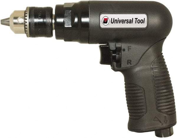 Florida Pneumatic - 3/8" Reversible Keyed Chuck - Pistol Grip Handle, 1,800 RPM, 4 CFM, 0.75 hp, 90 psi - Americas Industrial Supply