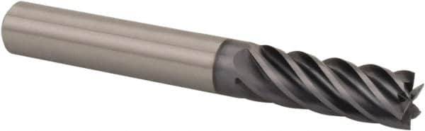 Kennametal - 5/8", 1-1/4" LOC, 5/8" Shank Diam, 3-1/2" OAL, 6 Flute, Solid Carbide Square End Mill - Single End, AlTiN Finish, Spiral Flute, 38° Helix, Centercutting, Right Hand Cut, Right Hand Flute, Series UJDE - Americas Industrial Supply