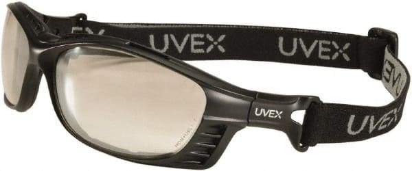 Uvex - Size Universal, Indoor/Outdoor Mirror Polycarbonate Anti-Fog & Scratch Resistant Lens, Hybrid Safety Glasses/Goggles - Indirect Vent, Black Polycarbonate Frame - Americas Industrial Supply
