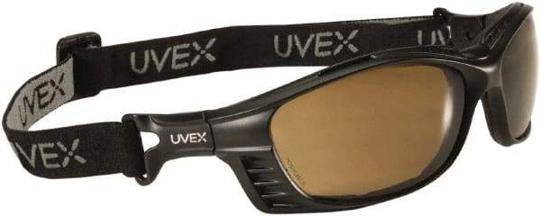Uvex - Gray Lenses, Framed Safety Glasses - Anti-Fog, Black Polycarbonate Frame, Size Universal, Wrap Around - Americas Industrial Supply