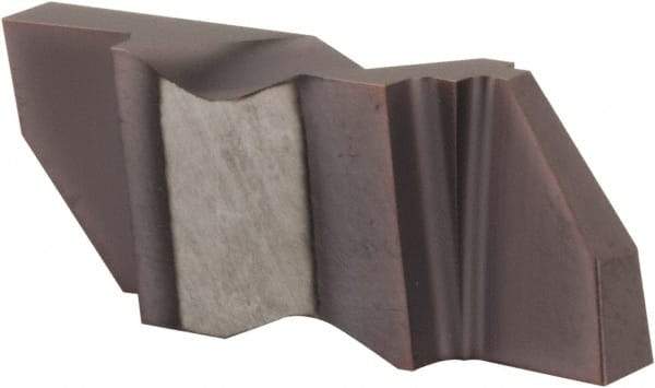 Tool-Flo - 0.375FLG CB Grade AC3, 0.189" Cutting Width Carbide Grooving Insert - 0.18" Max Depth of Cut, Left Hand, .020 to .025" Corner Radius, AlTiN Finish - Americas Industrial Supply