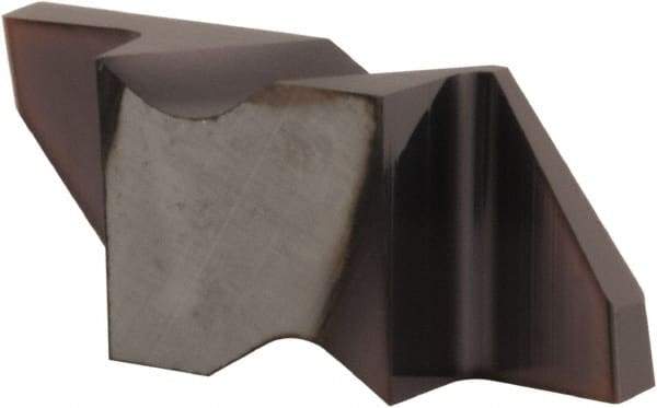 Tool-Flo - 0.188FLG CB Grade AC3, 3/32" Cutting Width Carbide Grooving Insert - 0.11" Max Depth of Cut, Left Hand, .005 to .010" Corner Radius, AlTiN Finish - Americas Industrial Supply