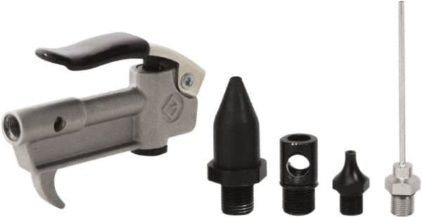 Value Collection - 5 Piece Aluminum Body Air Gun Kit - 1/4 NPT Inlet, 150 Max psi, Aluminum Hose - Americas Industrial Supply