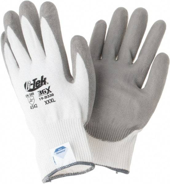 PIP - Size 3XL, ANSI Cut Lvl A4, Cut Resistant Gloves - Palm & Fingers Coated, White/Gray - Americas Industrial Supply