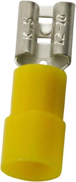 Value Collection - 12 to 10 AWG, PC, Partially Insulated, Female Wire Disconnect - 1/4" Wide Tab, Yellow, cUL Listed, RoHS Compliant, UL Listed - Americas Industrial Supply