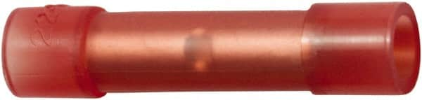 Value Collection - 22 to 16 AWG Compatible, Nylon Fully Insulated, Crimp-On Butt Splice Terminal - 2 Wire Entries, Copper Contacts, 1" OAL, Red - Americas Industrial Supply