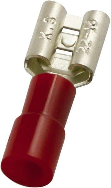 Value Collection - 22 to 16 AWG, PC, Partially Insulated, Female Wire Disconnect - 3/16" Wide Tab, Red, cUL Listed, RoHS Compliant, UL Listed - Americas Industrial Supply