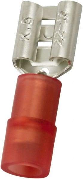 Value Collection - 22 to 16 AWG, Nylon, Partially Insulated, Female Wire Disconnect - 1/4" Wide Tab, Red, cUL Listed, RoHS Compliant, UL Listed - Americas Industrial Supply