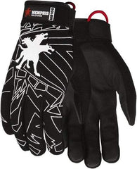 MCR Safety - Size M Leather General Protection Work Gloves - For Work & Driver, Uncoated, Adjustable Closure Cuff, Black/White, Paired - Americas Industrial Supply