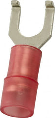 Value Collection - #10 Stud, 22 to 16 AWG Compatible, Partially Insulated, Crimp Connection, Flanged Fork Terminal - Americas Industrial Supply