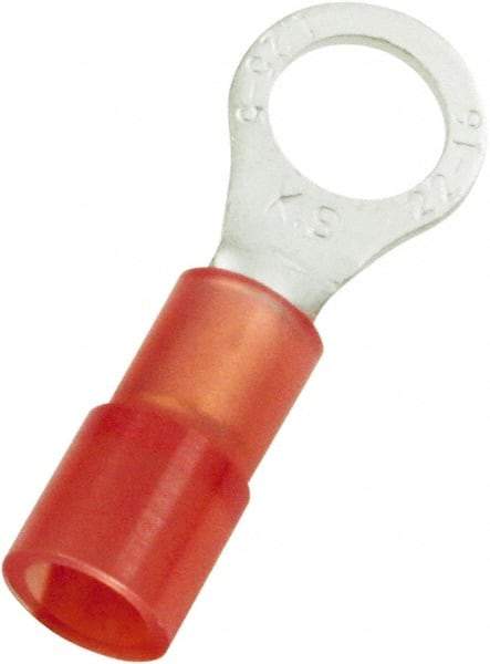 Value Collection - 8 AWG Partially Insulated Crimp Connection Circular Ring Terminal - 3/8" Stud, 37.3mm OAL x 15mm Wide - Americas Industrial Supply