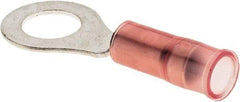 Value Collection - 22-16 AWG Partially Insulated Crimp Connection Circular Ring Terminal - 1/4" Stud, 30.4mm OAL x 11.6mm Wide, Copper Contact - Americas Industrial Supply