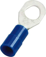 Value Collection - 16-14 AWG Partially Insulated Crimp Connection D Shaped Ring Terminal - #10, 6 & 8 Stud, 25.3mm OAL x 8.6mm Wide, Copper Contact - Americas Industrial Supply