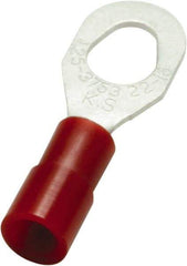 Value Collection - 22-16 AWG Partially Insulated Crimp Connection D Shaped Ring Terminal - #10, 6 & 8 Stud, 25.3mm OAL x 8.6mm Wide, Copper Contact - Americas Industrial Supply