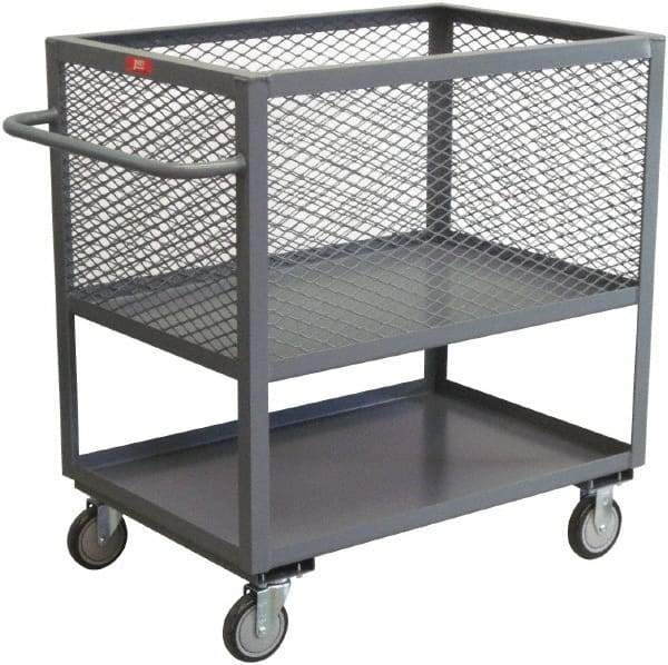Jamco - 1,200 Lb Capacity, 2 Shelf, 4-Sided Steel Shelf Truck - 30" Long x 60" Wide x 44" High, 8" Diam Wheels - Americas Industrial Supply