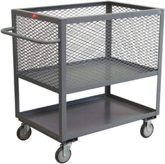 Jamco - 1,200 Lb Capacity, 2 Shelf, 4-Sided Steel Shelf Truck - 30" Long x 60" Wide x 44" High, 8" Diam Wheels - Americas Industrial Supply