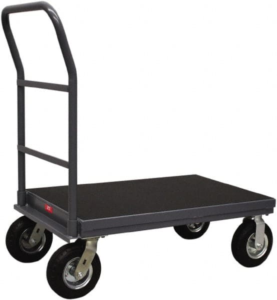 Jamco - 1,200 Lb Capacity Steel Platform Truck - Steel Deck, 30" OAW, 48" Platform Length, Mold-On-Rubber Casters - Americas Industrial Supply