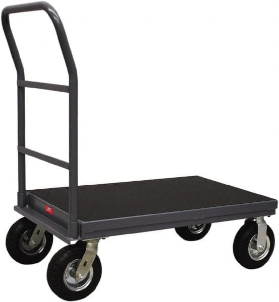 Jamco - 1,200 Lb Capacity Steel Platform Truck - Steel Deck, 18" OAW, 36" Platform Length, Mold-On-Rubber Casters - Americas Industrial Supply