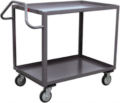 Jamco - 1,200 Lb Capacity, 24" Wide x 30" Long x 35" High Ergonomic Utility Cart - 2 Shelf, Steel, 2 Rigid/2 Swivel Casters - Americas Industrial Supply