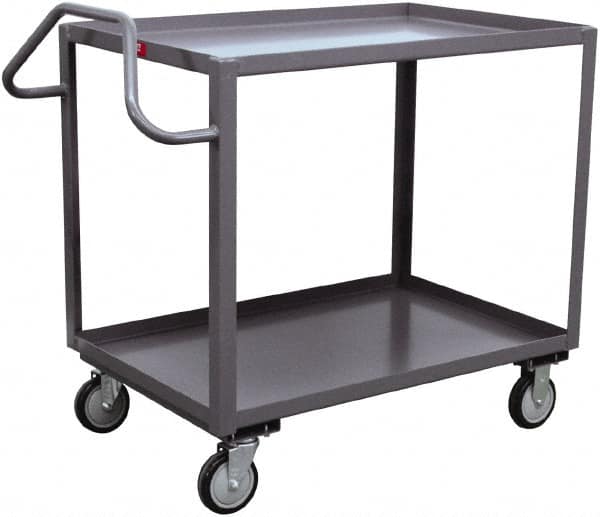 Jamco - 1,200 Lb Capacity, 18" Wide x 36" Long x 35" High Ergonomic Utility Cart - 2 Shelf, Steel, 2 Rigid/2 Swivel Casters - Americas Industrial Supply