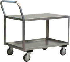 Jamco - 1,200 Lb Capacity, 36" Wide x 24" Long x 27" High Service Cart - 2 Shelf, Stainless Steel, 2 Rigid/2 Swivel Casters - Americas Industrial Supply