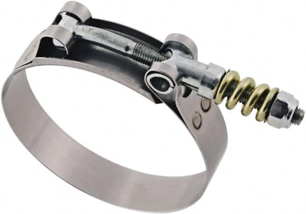 IDEAL TRIDON - 3-1/2 to 3-13/16" Hose, 3/4" Wide, T-Bolt Spring Loaded Clamp - 3-1/2 to 3-13/16" Diam, Stainless Steel - Americas Industrial Supply