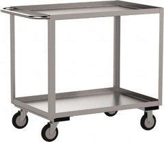 Jamco - 1,200 Lb Capacity, 18" Wide x 24" Long x 35" High Service Cart - 2 Shelf, Stainless Steel, 2 Rigid/2 Swivel Casters - Americas Industrial Supply