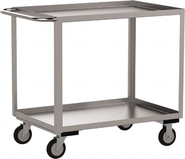 Jamco - 1,200 Lb Capacity, 36" Wide x 18" Long x 35" High Shelf Cart - 2 Shelf, Stainless Steel, 2 Rigid/2 Swivel Casters - Americas Industrial Supply