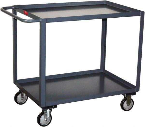 Jamco - 1,200 Lb Capacity, 24" Wide x 48" Long x 35" High Service Cart - 2 Shelf, Steel, 2 Rigid/2 Swivel Casters - Americas Industrial Supply