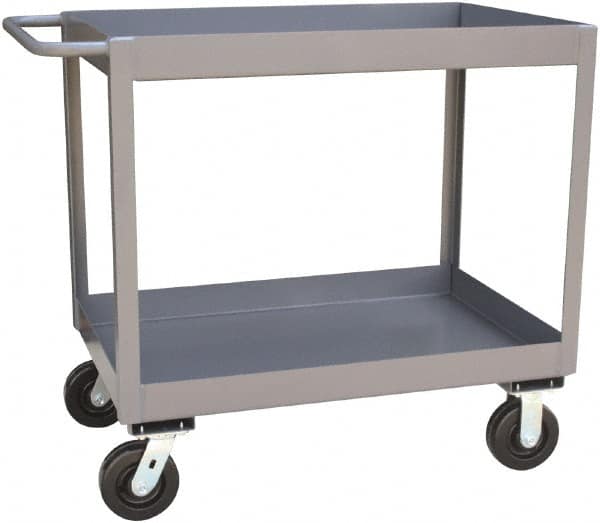 Jamco - 2,400 Lb Capacity, 24" Wide x 48" Long x 36" High Standard Utility Cart - 2 Shelf, Steel, Phenolic Casters - Americas Industrial Supply