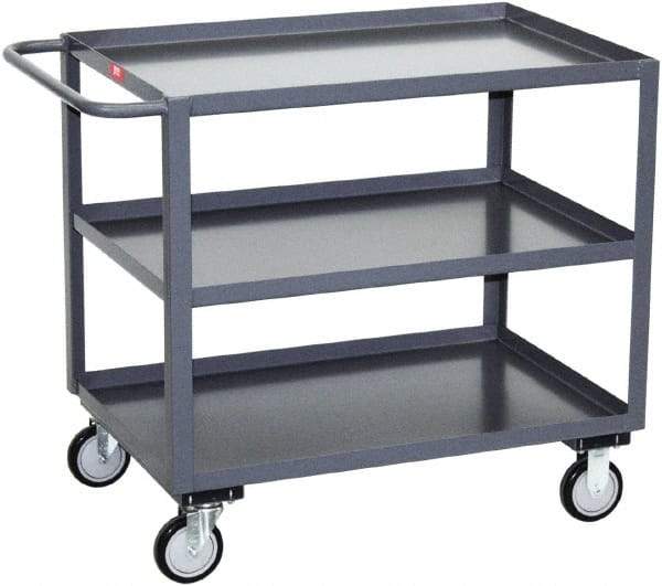 Jamco - 1,200 Lb Capacity, 18" Wide x 24" Long x 35" High Service Cart - 3 Shelf, Steel, 2 Rigid/2 Swivel Casters - Americas Industrial Supply