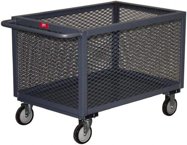 Jamco - 1,200 Lb Capacity, 1 Shelf, 4-Sided Steel Mesh Stock Truck - 24" Long x 36" Wide x 27" High, 5" Diam Urethane Wheels - Americas Industrial Supply