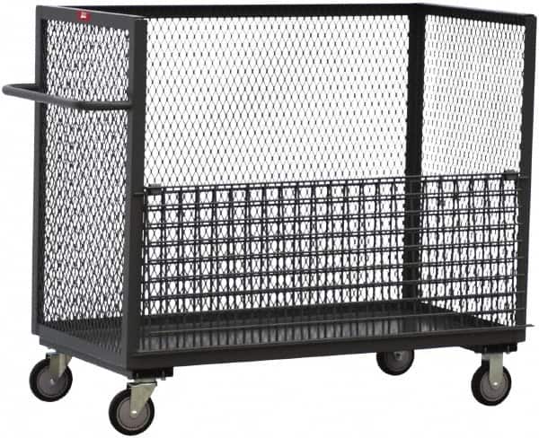 Jamco - 1,200 Lb Capacity, 1 Shelf, 3-Sided Steel Mesh Stock Truck - 30" Long x 60" Wide x 48" High, 8" Diam Wheels - Americas Industrial Supply