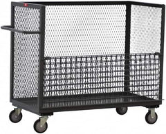 Jamco - 1,200 Lb Capacity, 1 Shelf, 3-Sided Steel Mesh Stock Truck - 30" Long x 60" Wide x 48" High, 8" Diam Wheels - Americas Industrial Supply