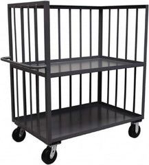 Jamco - 2,000 Lb Capacity, 2 Shelf, 3-Sided Steel Truck - 36" Long x 24" Wide x 57" High, 6" Diam Phenolic Resin Wheels - Americas Industrial Supply
