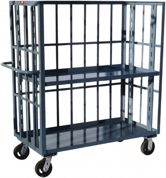 Jamco - 3,000 Lb Capacity, 2 Shelf, 3-Sided Steel Slat Truck - 36" Long x 24" Wide x 57" High, 6" Diam Phenolic Wheels - Americas Industrial Supply