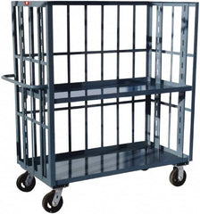 Jamco - 3,000 Lb Capacity, 2 Shelf, 3-Sided Steel Slat Truck - 36" Long x 24" Wide x 57" High, 6" Diam Phenolic Wheels - Americas Industrial Supply