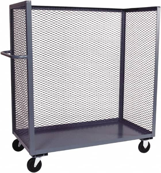 Jamco - 2,000 Lb Capacity, 1 Shelf, 3-Sided Steel Mesh Stock Truck - 36" Long x 72" Wide x 57" High, 6" Diam Phenolic Wheels - Americas Industrial Supply