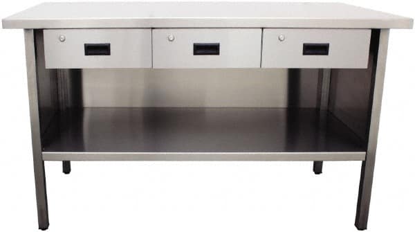 Jamco - 72 Wide x 30" Deep x 35" High, Stainless Steel Workbench - Flat Top, Fixed Legs, Stainless - Americas Industrial Supply