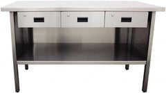 Jamco - 72 Wide x 30" Deep x 35" High, Stainless Steel Workbench - Flat Top, Fixed Legs, Stainless - Americas Industrial Supply