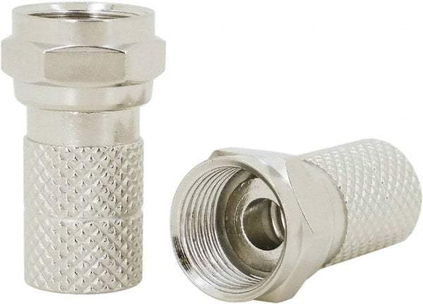 Ideal - Straight, F Type Crimp Coaxial Connector - Compatible with RG6, Brass Contact, Brass Body - Americas Industrial Supply