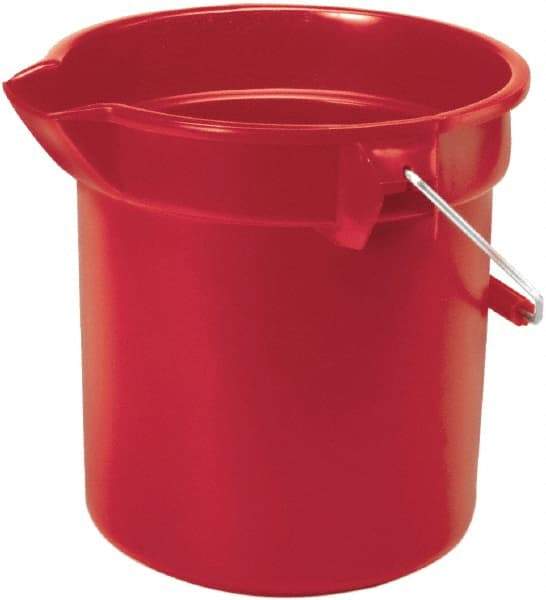 Rubbermaid - 14 Qt, 285.75mm High, High-Density Polyethylene Round Red Single Pail with Pour Spout - Handle Included, 12" Top Diam - Americas Industrial Supply