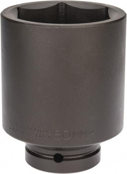 Proto - 1" Drive 80mm Deep Impact Socket - 6 Points, 5-1/2" OAL - Americas Industrial Supply