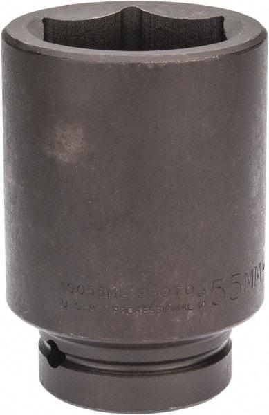 Proto - 1" Drive 55mm Deep Impact Socket - 6 Points, 4-1/2" OAL - Americas Industrial Supply