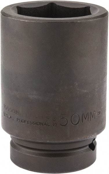 Proto - 1" Drive 50mm Deep Impact Socket - 6 Points, 4-1/4" OAL - Americas Industrial Supply